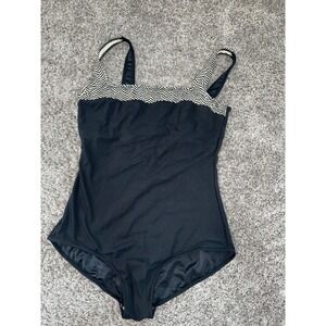 It Figures! One Piece Swimsuit vintage Chevron Trim‎ Padded Cups Size 18